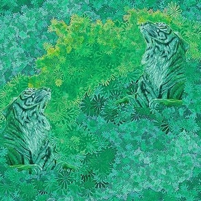 TIGERS ENJOYING SUN GREEN PSMGE