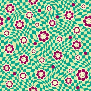 Daisy Psychedelic Fabric, Wallpaper and Home Decor