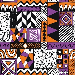 Hand-drawn tribal print Africa purple and orange