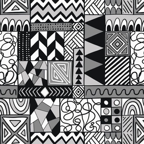 Hand-drawn tribal print Africa gray