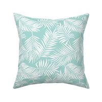 palm leaves on light turquoise mint small scale