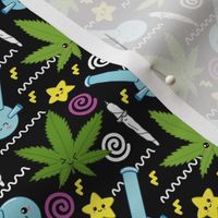 Cute kawaii cannabis black small scale