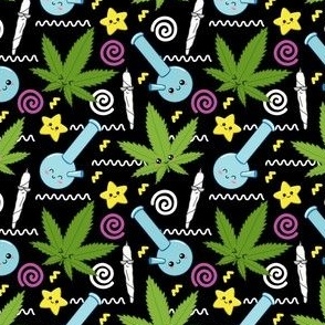 Cute kawaii cannabis black small scale