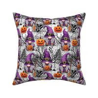 Cute Halloween gnomes witches fabric - light gray WB22