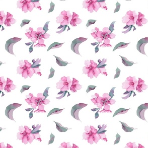 Pattern cherry flowers and leaves