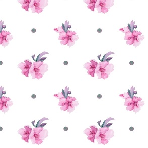 Pattern cherry flowers and dots