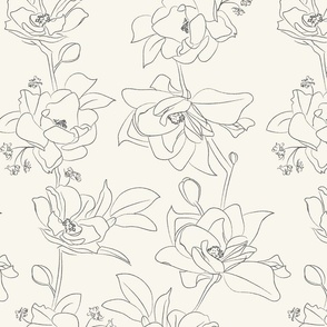 Sketch Floral - Large Scale - Cream