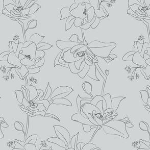 Sketch Floral - Gray Blue - Large Scale