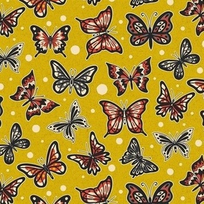 Spring Butterflies on Yellow Pattern / Tiny Scale