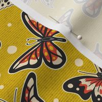 Spring Butterflies on Yellow Pattern / Small Scale