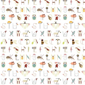 (S) Animal alphabet pattern white