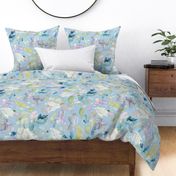 Abstract petal flowering Sky blue Jumbo Large