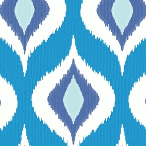 Ikat waves indigo blue XXL wallpaper scale by Pippa Shaw
