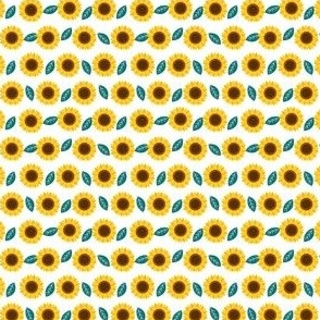 Sunflowers on white repeat pattern tiny