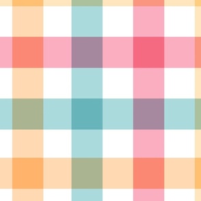 colorful pastel check on white  - large scale