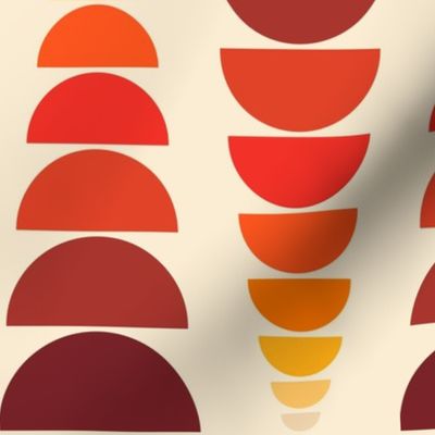 Crescent Semicircles / Yellow, Orange & Red