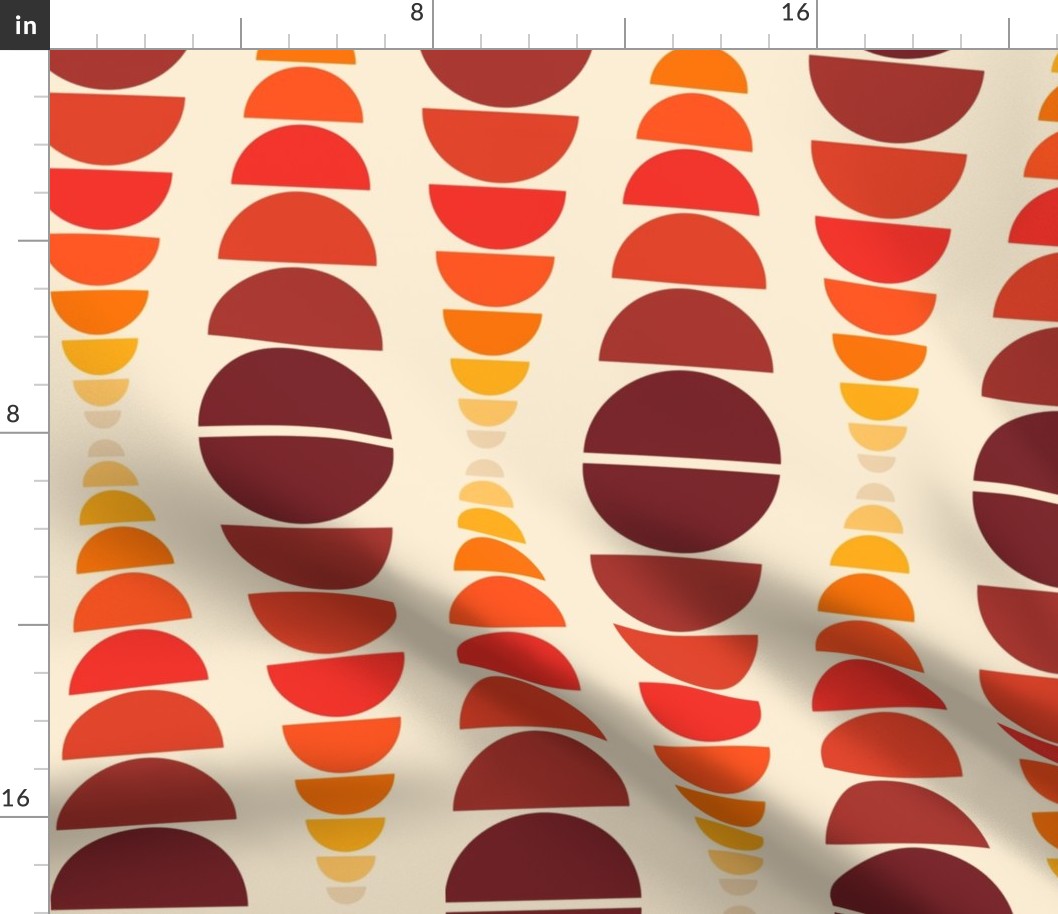 Crescent Semicircles / Yellow, Orange & Red