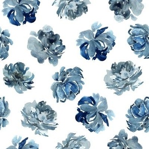 Watercolor Navy Blue Flowers