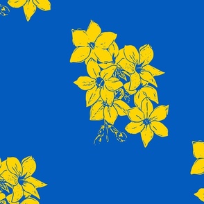 Yellow Jasmine flower on Blue Background - Large Scale