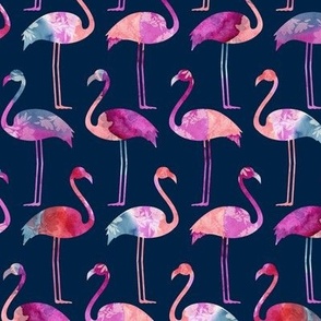 Flamingo, flora, watercolor floral 