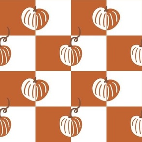 burnt orange checkered pumpkins - 2in