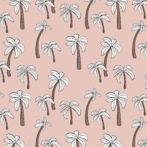 Summer palm trees garden island vibes - moroccan tropical botanical garden vintage coral blush white brown SMALL