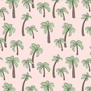 Summer palm trees garden island vibes - moroccan tropical botanical garden mint green on blush SMALL