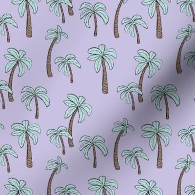 Summer palm trees garden island vibes - moroccan tropical botanical garden blue on lilac purple nineties SMALL