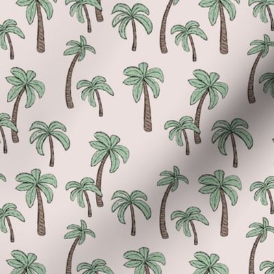 Summer palm trees garden island vibes - moroccan tropical botanical garden mint green on sand ivory SMALL