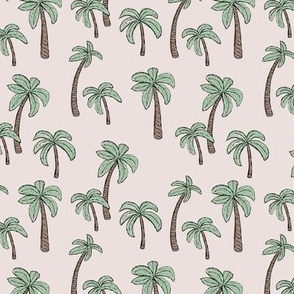 Summer palm trees garden island vibes - moroccan tropical botanical garden mint green on sand ivory SMALL