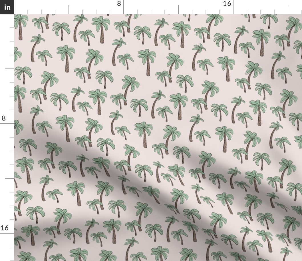 Summer palm trees garden island vibes - moroccan tropical botanical garden mint green on sand ivory SMALL