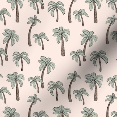 Summer palm trees garden island vibes - moroccan tropical botanical garden sage green on nude vintage SMALL