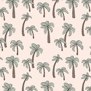 Summer palm trees garden island vibes - moroccan tropical botanical garden sage green on nude vintage SMALL