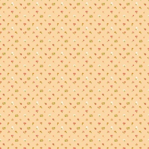 PAT 4 CORAL pink yellow ditsy florals tossed farmhouse cottage florals terri-conrad-designs