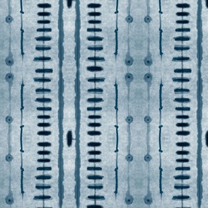 Indigo Shibori multiple markings on white background with blue texture (large scale)