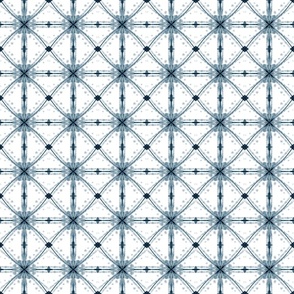 Blue on white shibori tile (small scale)