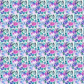 Vibrant Blues Purples Watercolor Floral Bold Modern  - x small 
