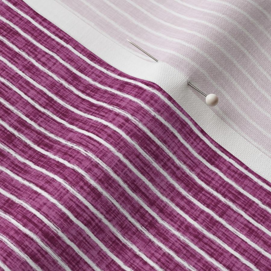 Sketchy White Narrow Stripes on Berry Woven Texture