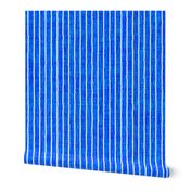 Sketchy White Narrow Stripes on Cobalt Woven Texture