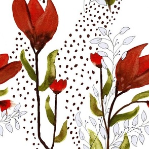 Deep Red Tulips Floral