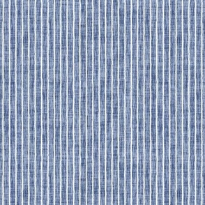 Sketchy White Narrow Stripes on Dusty Blue Woven Texture