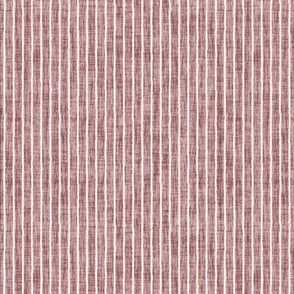 Sketchy White Narrow Stripes on Dusty Rose Woven Texture