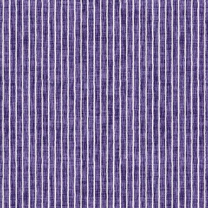 Sketchy White Narrow Stripes on Grape Woven Texture