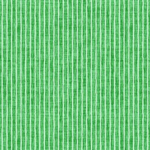 Sketchy White Narrow Stripes on Grass Green Woven Texture