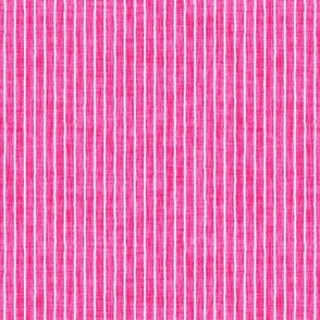 Sketchy White Narrow Stripes on Hot Pink Woven Texture