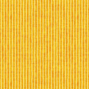 Sketchy White Narrow Stripes on Marigold Woven Texture