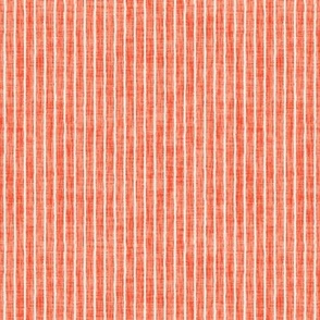 Sketchy White Narrow Stripes on Papaya Woven Texture