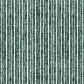 Sketchy White Narrow Stripes on Pine Green Woven Texture