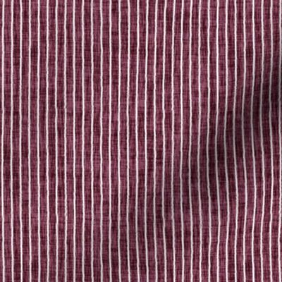 Sketchy White Narrow Stripes on Wine Woven Texture