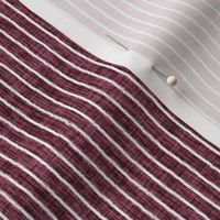 Sketchy White Narrow Stripes on Wine Woven Texture